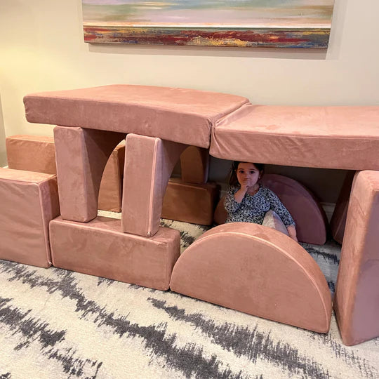 pink play couch tunnel