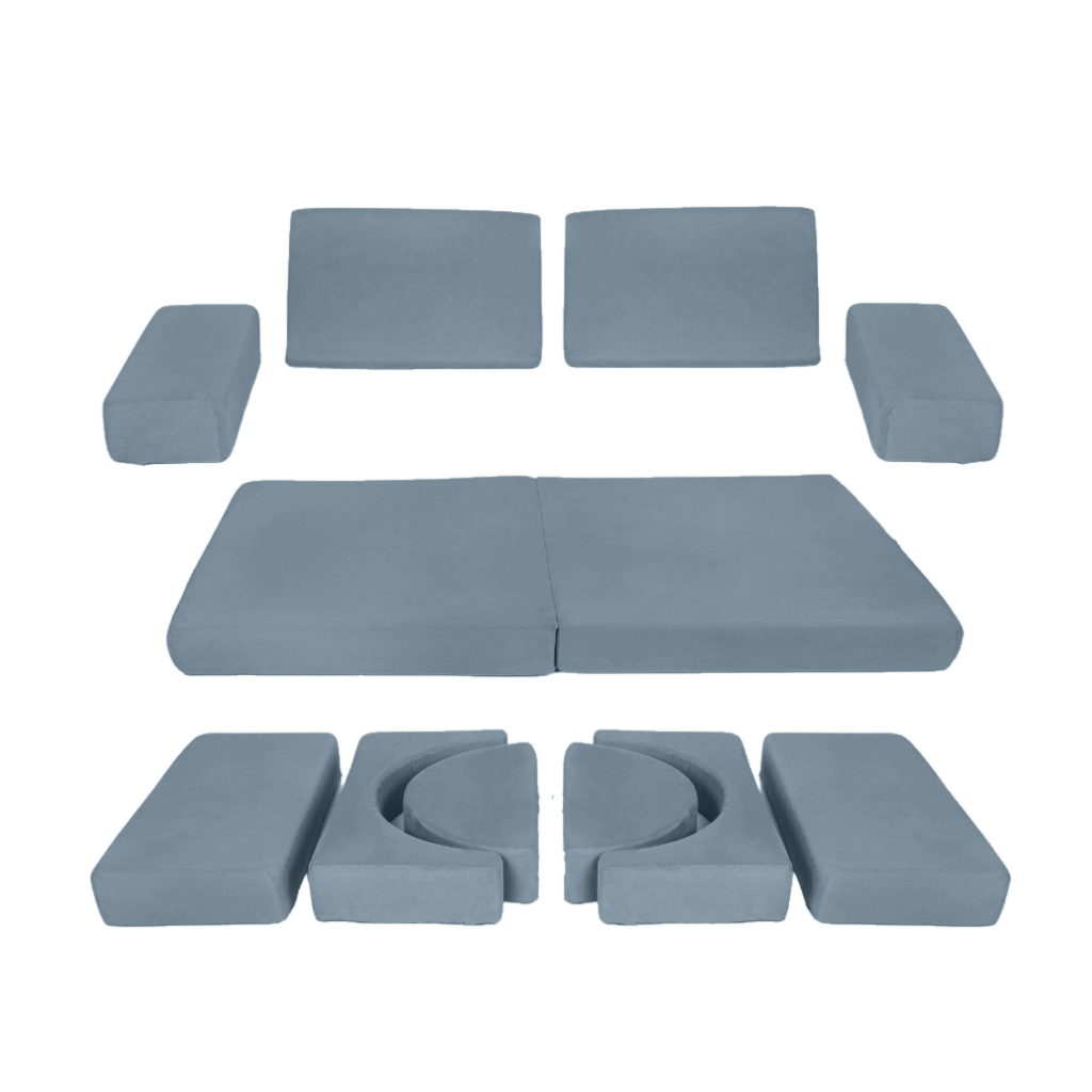 Gray Blue kids play couch